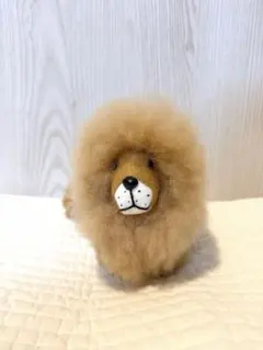 ‼️28cm‼️ ベビーアルパカ100%毛革 自然な色　ライオンぬいぐるみ　人形 28cm‼️ ベビーアルパカ100%毛革 自然な色 ライオンぬいぐるみ 人形