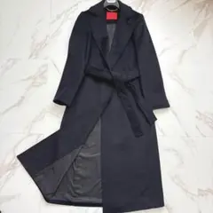 美品 ドルガバ 丈120cm超 ロングチェスターコート ウール ネイビー