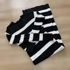 SHEIN ボーダー ニットワンピース ロング丈 ブラック ホワイト