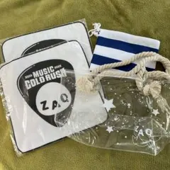 ZAQ ざっくぅ　ボーダー巾着付きクリアバッグ　ハンドタオル2枚　非売品のサムネイル