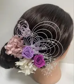 902.水引髪飾り　成人式髪飾り　卒業式髪飾り　プリザーブドフラワー