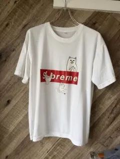 猫プリント Tシャツ ホワイト