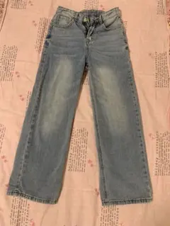 sheinジーパン　ジーンズ　ライトブルー ストレートレッグデニム 11y