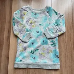 美品90 babyGap 花柄トレーナー チュニック丈　裏起毛あったか