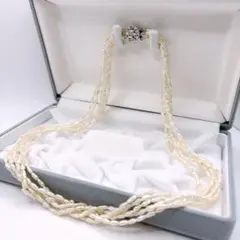 8連✨本真珠 ケシパールネックレス＆ブレスレット 約61cm シルバー刻印 