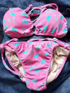 【日本製】フラミンゴ柄 ピンク セパレート水着