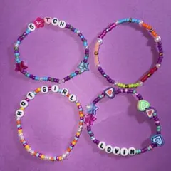 【ハンドメイド】ビーズブレスレット 4個セット