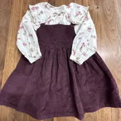 ブラウス付きコーデュロイワンピース　3-4y