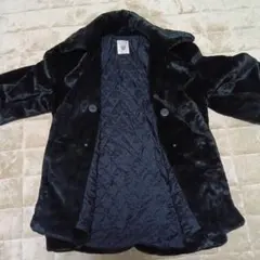 美品　【ネビル】メンズ　ファー　Ｐコート　L　黒　光沢　暖か