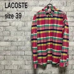 【LACOSTE】ラコステ 長袖シャツ size 39 チェック柄 お洒落のサムネイル
