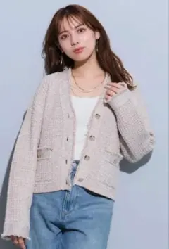 新品タグ付き Mystrada ツイードラメカーディガン