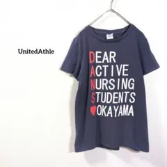 United Athle半袖TシャツG-Lネイビープリント綿100