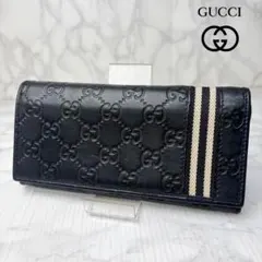 01 美品 GUCCI 二つ折り財布 シェリーライン 長財布 シマ xi7 - メルカリ