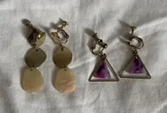 イヤリング 紫 ストーン