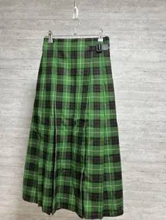 GU チェックプリーツミディスカート