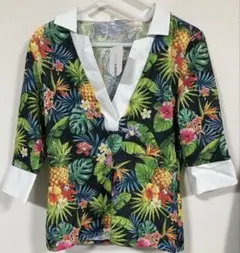 未使用 タグ付き NARACAMICIE フラワープリント 五分袖トップス