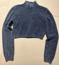 ZARA ダークブルー クロップドセーター