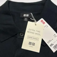 ユニクロ エクストラファインメリノ ニットポロダークグリーンXXL 長袖