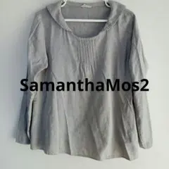 Samansa Mos2 襟付きストライプシャツフリーサイズ