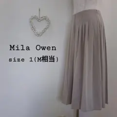 Mila Owen プリーツガウチョワイドパンツ オフィスカジュアル ミモレ丈