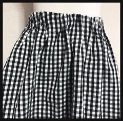 ꒰LOWRYSFARM꒱ギンガムチェック スカート 白黒 LサイズOK ボトムス