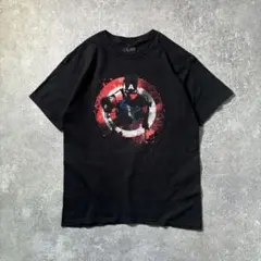 マーベルメキシコ製 半袖Tシャツ キャプテンアメリカ 大判プリント シールド黒M