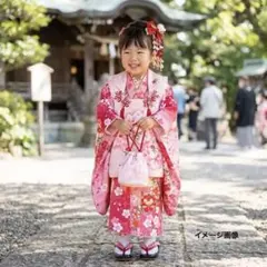 【正絹】七五三用　3歳女の子の着物被布セット　赤白　鮮やかな花柄手毬刺繍 正絹】七五三用 3歳女の子の着物被布セット 赤白 鮮やかな花柄手毬刺繍