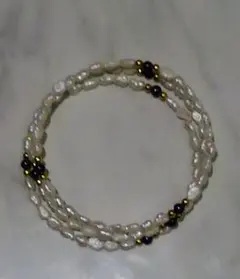 淡水パール　３連　ブレスレット　フリーサイズ