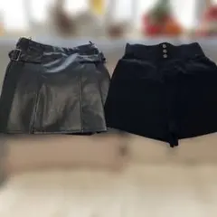 合成皮革 ミニスカート他黒