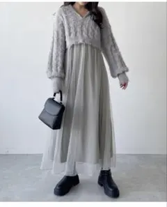 Heather ハーフZIPシャギー2Pワンピース