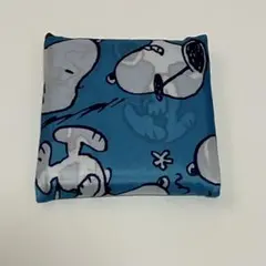 【未使用】スヌーピー エコバッグ ブルー 総柄 軽量 ナイロン