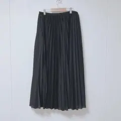 Field Core プリーツスカート 膝丈　ウエストゴム調整紐付き　黒　L