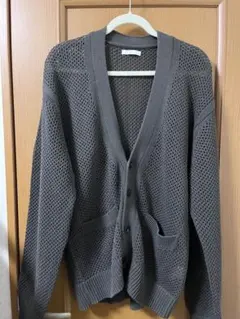 グレー メッシュ編み カーディガン