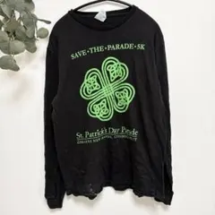 アメカジ ストリート クローバーバックプリント Tシャツ クルーネック 長袖のサムネイル