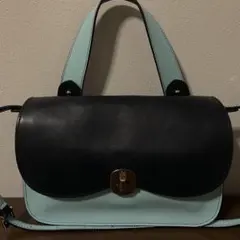 開店セール☆新品未使用 美品 サザビー レザー ロゴプレート バイカラーバッグ①のサムネイル