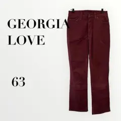 ジョージアラブ カラーパンツ ストレッチ 赤 63 無地　カジュアル　レディース