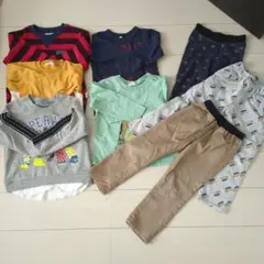 男の子服８点セット　乗り物　110　トレーナー　長袖Tシャツ　ズボン