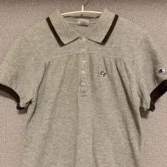 Champion 古着 ポロシャツ レディース Lサイズ グレー パフスリーブ