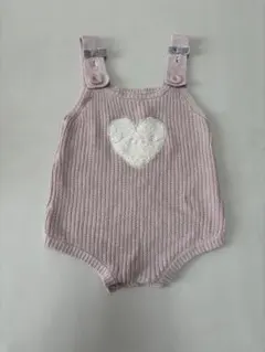 ハート刺繍 ニットロンパース ピンク　バースデイ　70cm