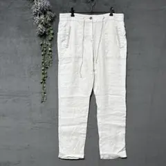 J2071ザラ✤ラミーストレートパンツ(リネン風) L〜LL相当オフ白ナチュラル