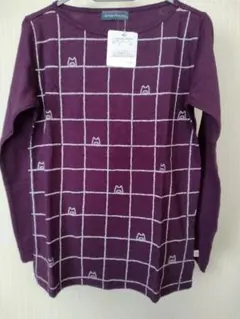 drug store 長袖Tシャツ パープル 格子模様 サイズ3