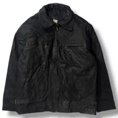 90s イギリス ユーロ レザージャケット 本革 マット ブラック ヴィンテージ