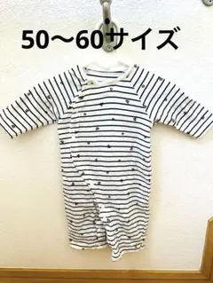 春にぴったり♪ 新生児　ボーダー　マリン　ベビー　ロンパース　50〜60サイズ