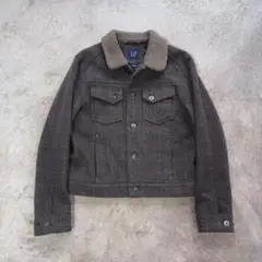 OLD GAP ギャップ 短丈 襟ボア ウール ジャケット 紺タグ ブラウン