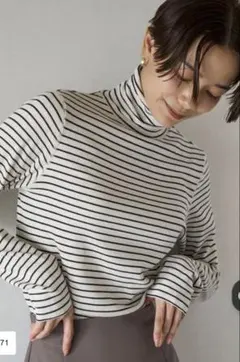 UNFILO コットンカシミヤ タートルネックカットソー S