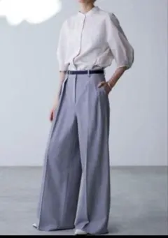 ebure エブール 23SS 黒タグ ベルト付 タックワイドパンツ - メルカリ