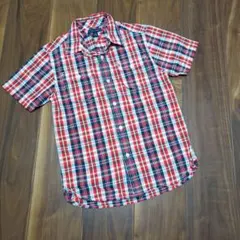 TOMMY HILFIGER 半袖チェックシャツ M 140くらい