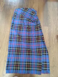 ZARAブルー系 タータンチェック タイトスカート ロング丈