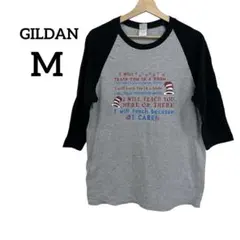 GILDAN ギルダン　７分袖Tシャツ　ラグラン　M　ブラック　グレー