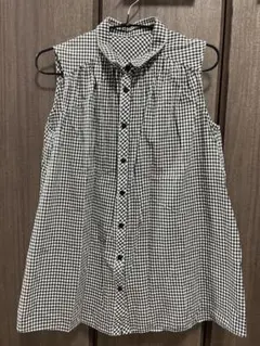 earth music&ecologyのノースリーブ ギンガムチェックシャツ/F